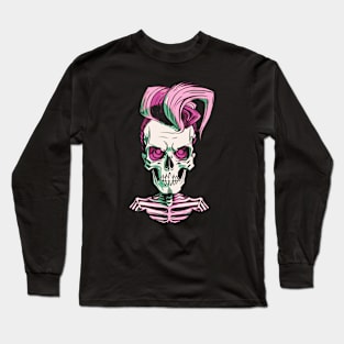 Fun Pink Rockabilly Skeleton Long Sleeve T-Shirt